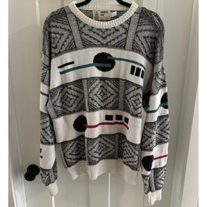 Vintage‎ London Fog Abstract Knit Sweater Men's Large Retro Style Knit